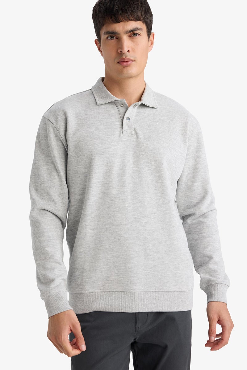 DeFacto Grey Man Sweatshirt Casual - Image 3